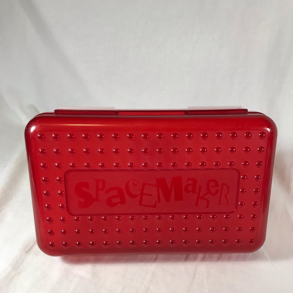 SpaceMaker Pencil Box Translucent Red Clear 1990s